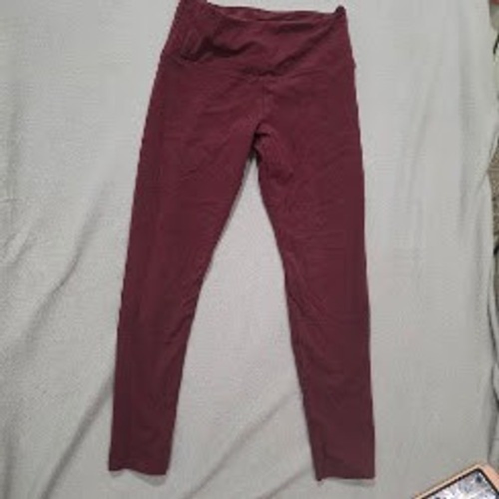 Suave Leggings Womens Small Burgundy Maroon High Waist Tummy Control Athleisure